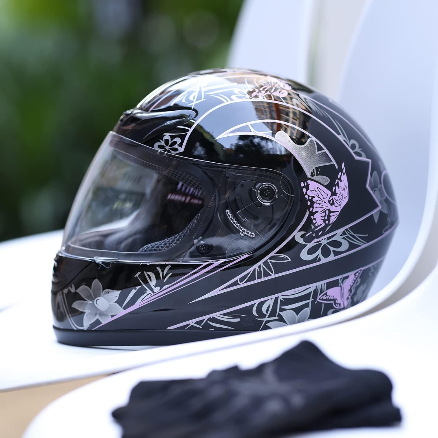 SLMOTO Full Face Motorcycle Helmet with Butterfly Design