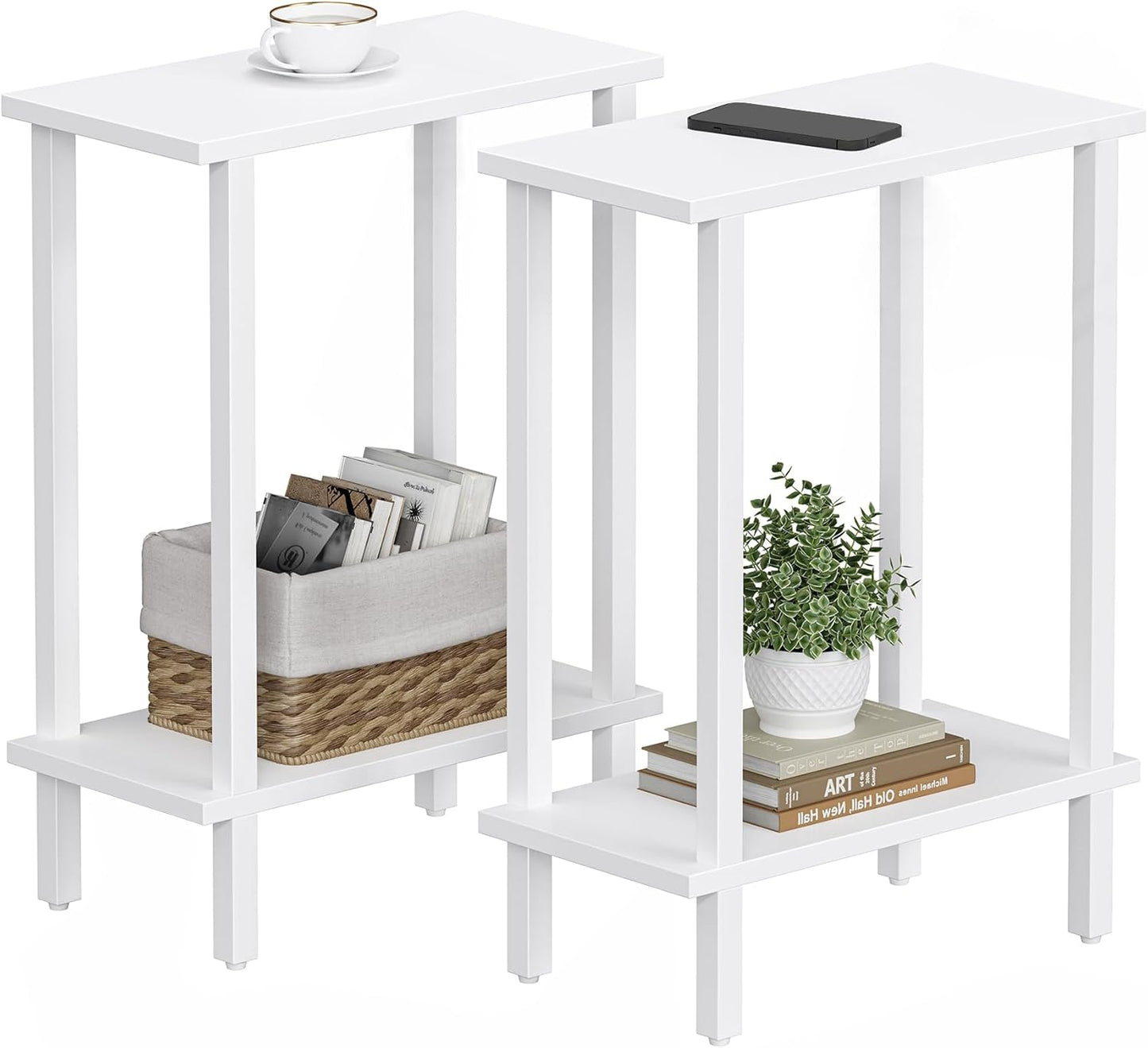 TUTOTAK Small Side Table Set of 2 for Narrow Spaces