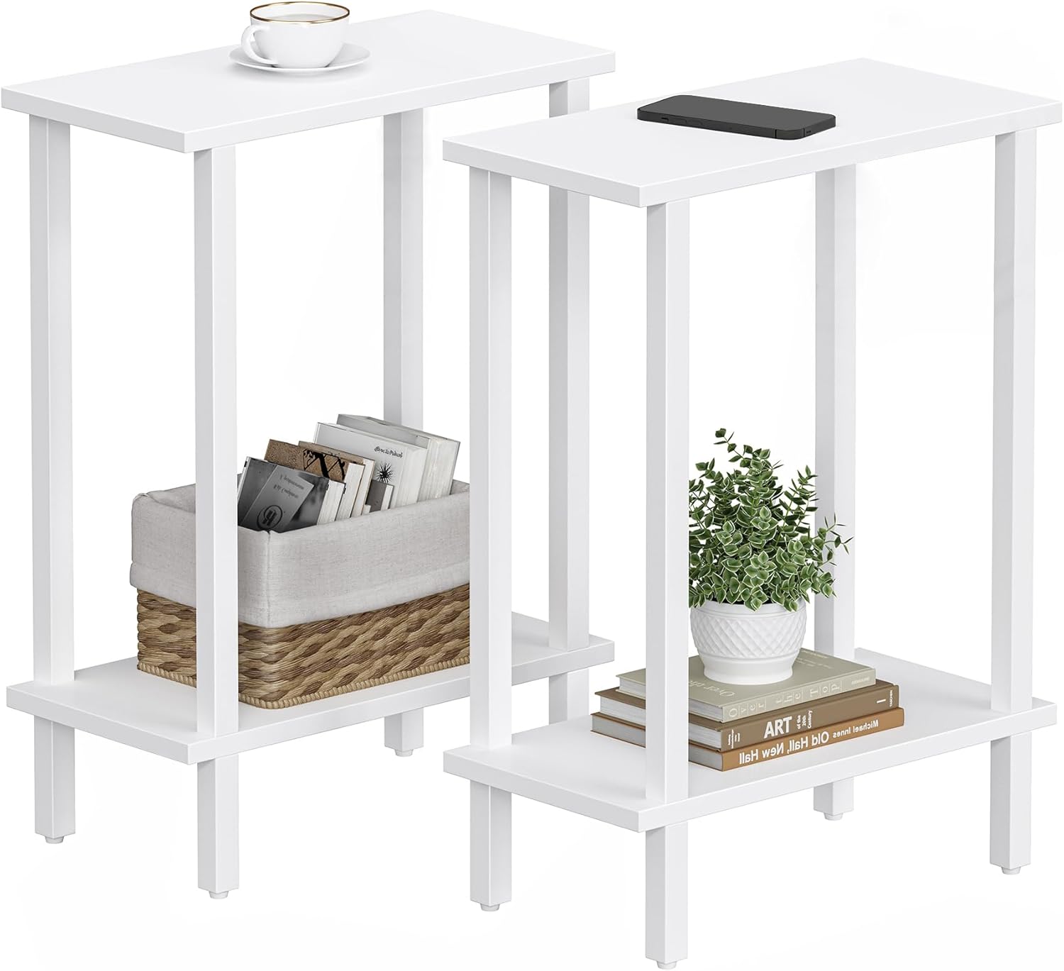 TUTOTAK Small Side Table Set of 2 for Narrow Spaces