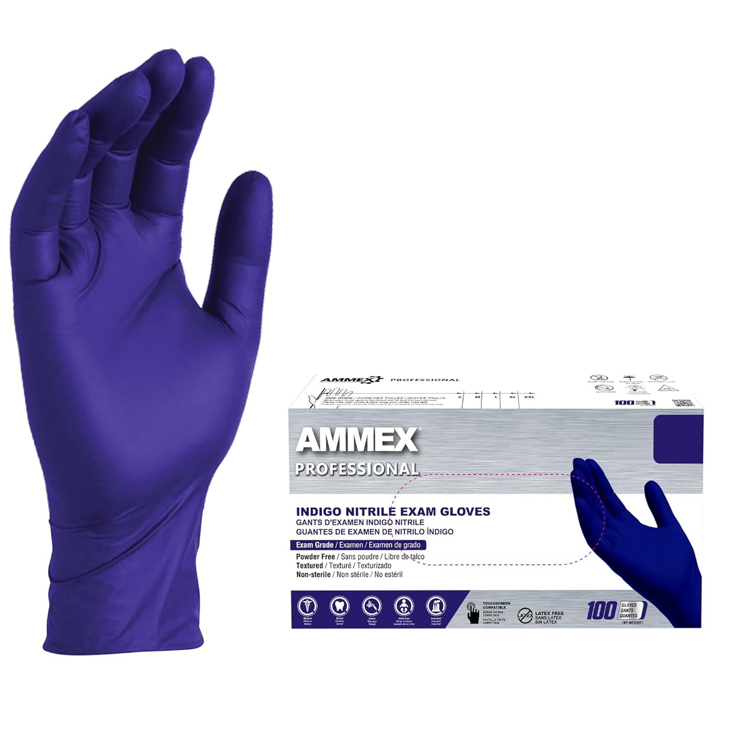 Food-Safe Indigo Nitrile Gloves, Latex-Free, 3mil