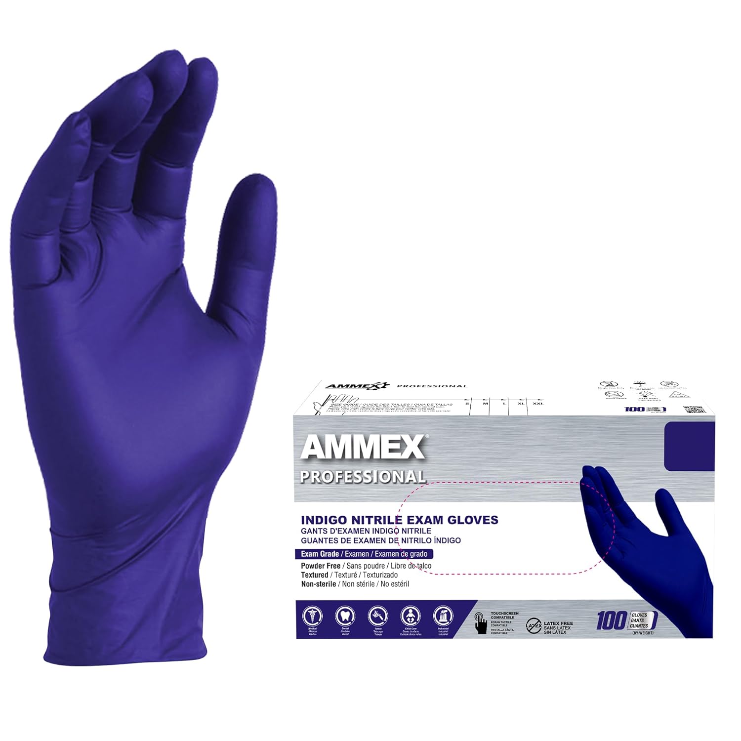 Food-Safe Indigo Nitrile Gloves, Latex-Free, 3mil