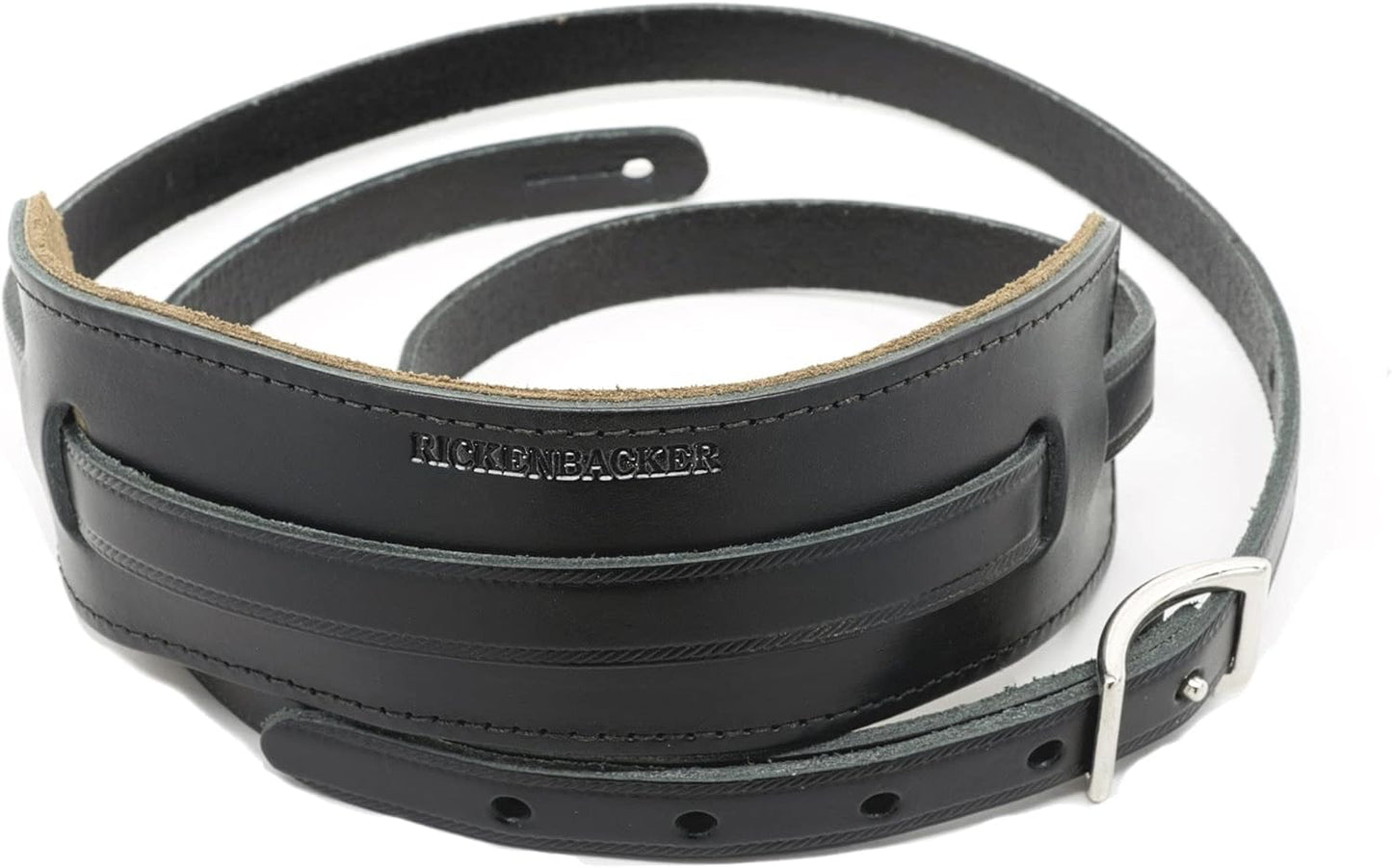 Rickenbacker Vintage Strap - Premium Black Leather Guitar Strap