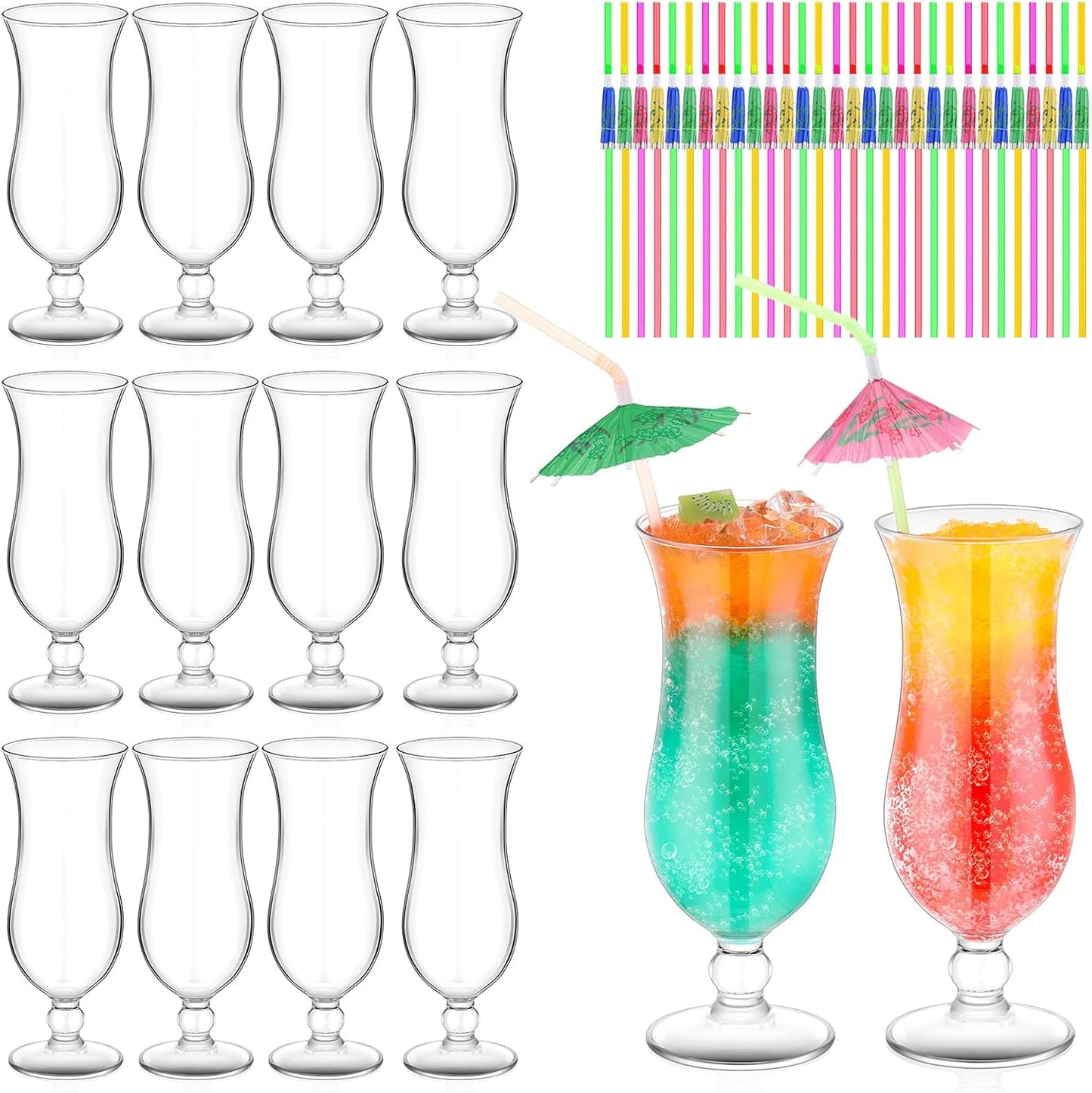 Durable 12 Pcs Plastic Hurricane Glasses for Every Occasion