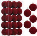 Burgundy Velvet Christmas Ball Ornaments Set 30PCS - Soft Shatterproof