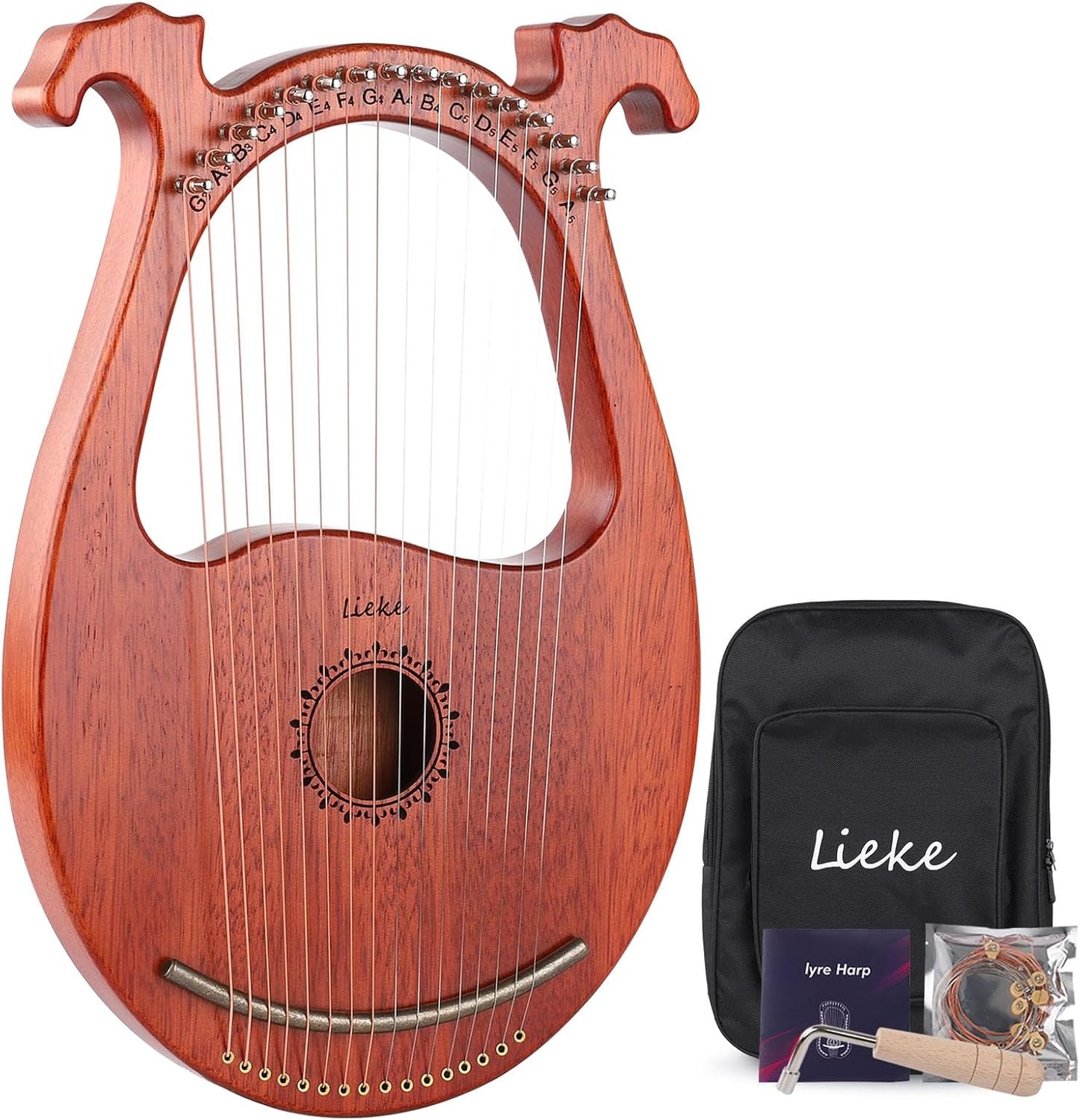 LIEKE Lyre Harp 16 Metal Strings for Beginners and Musicians