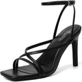 Mostrin Strappy Heels for Women Square Open Toe Lace Up Heeled Sandals