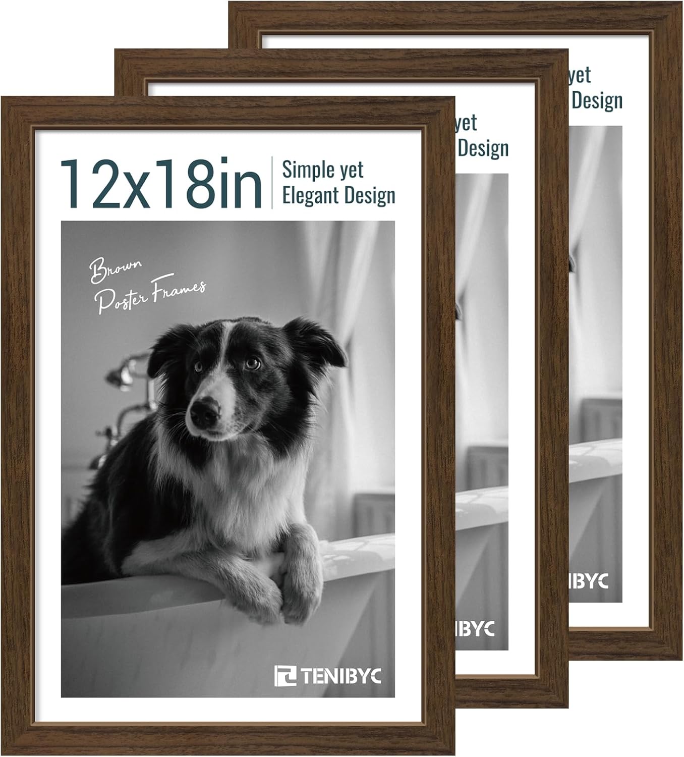 12x18 Poster Frame 3 Pack - Brown Woodgrain for Your Gallery