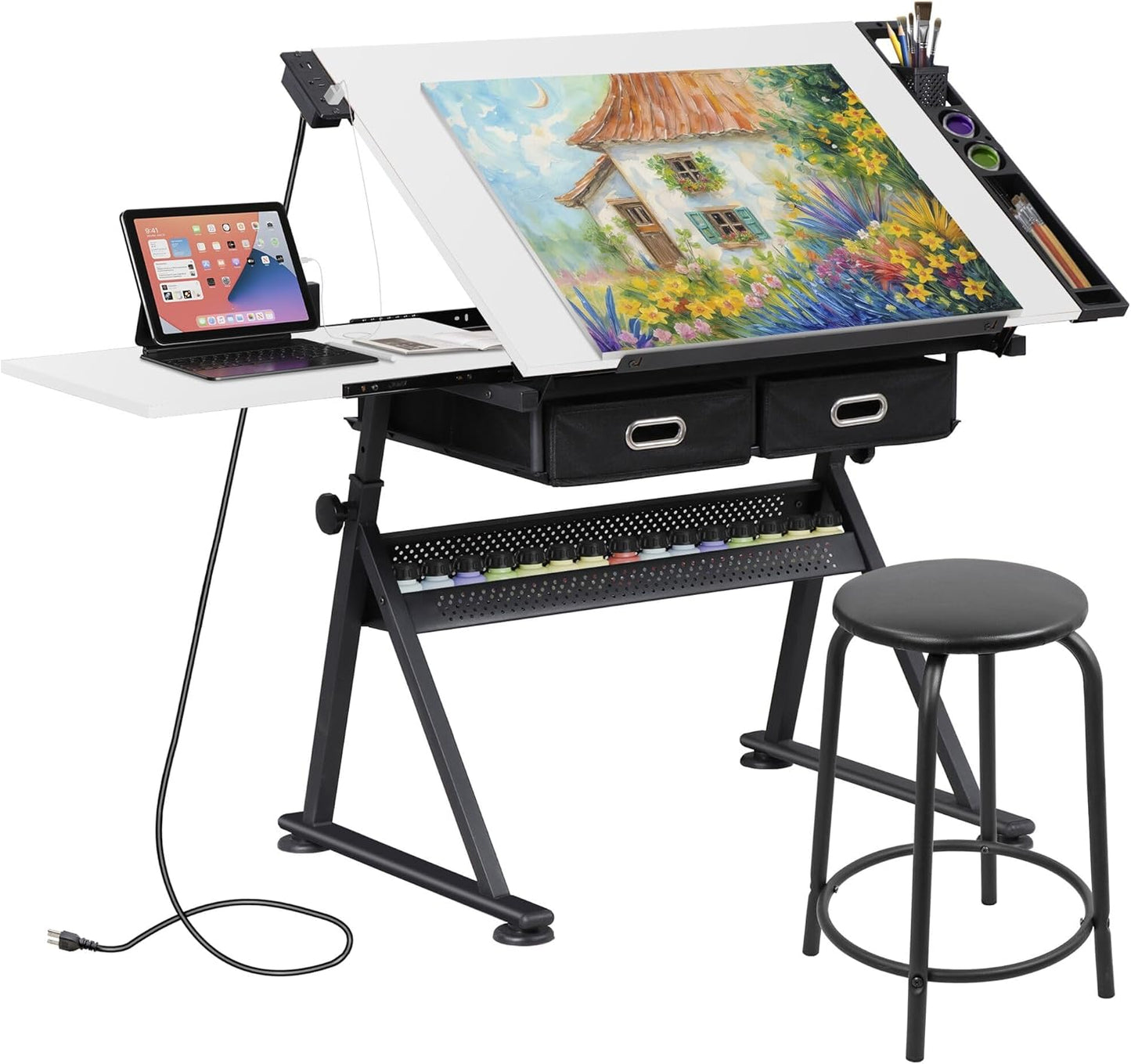 ZENY Adjustable Drafting Table with Stool for Art and Craft