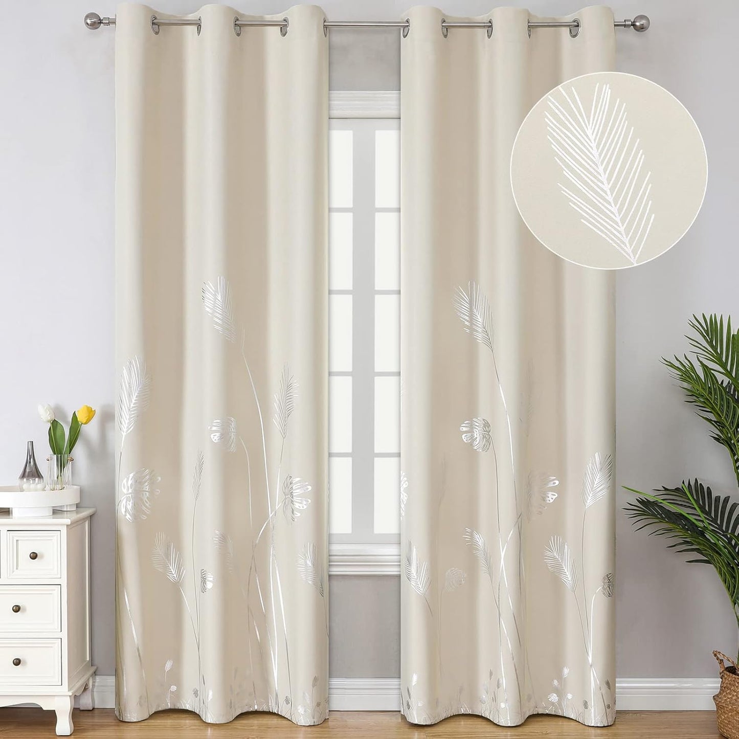 Estelar Textiler Blackout Curtains with Elegant Palm Tree Design