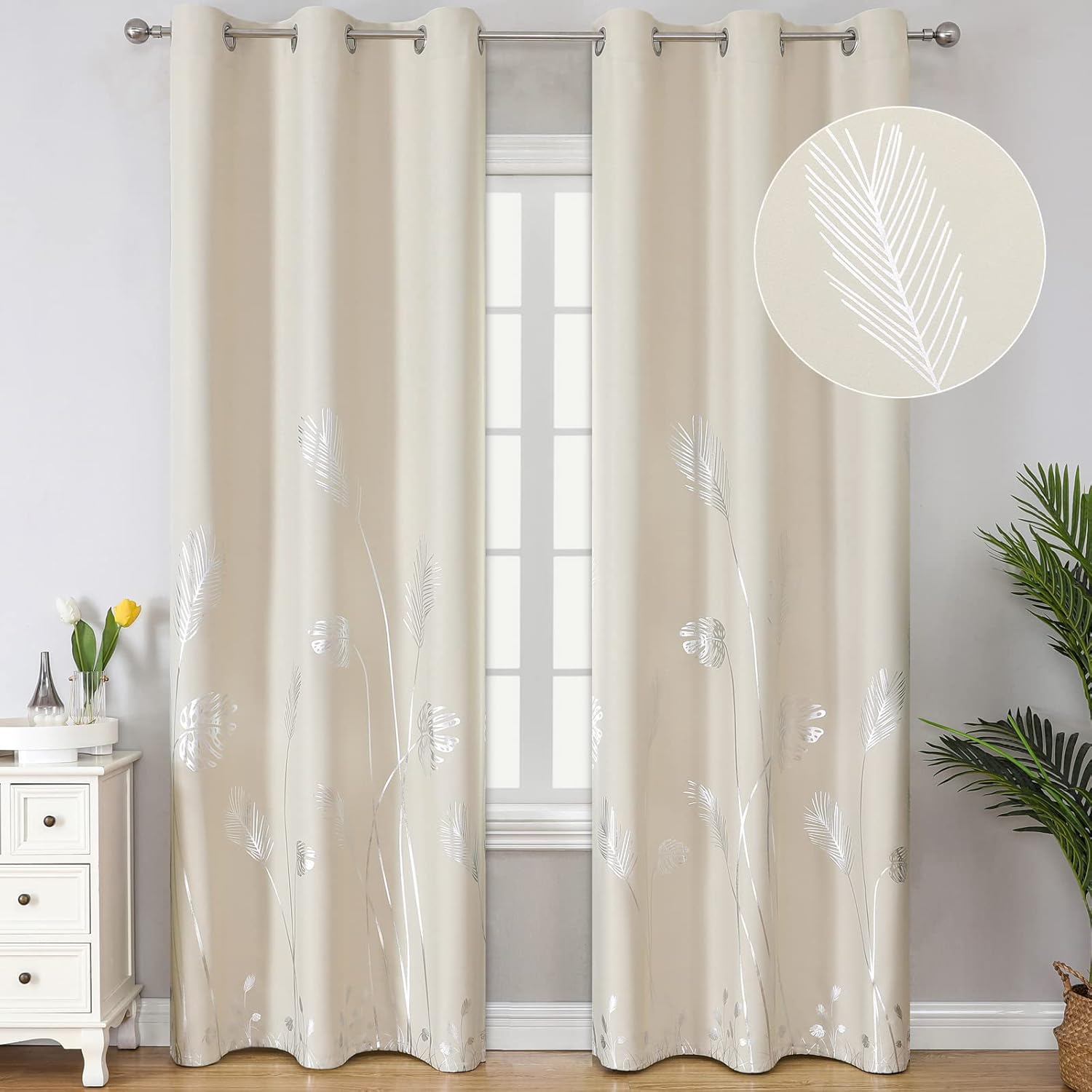Estelar Textiler Blackout Curtains with Elegant Palm Tree Design