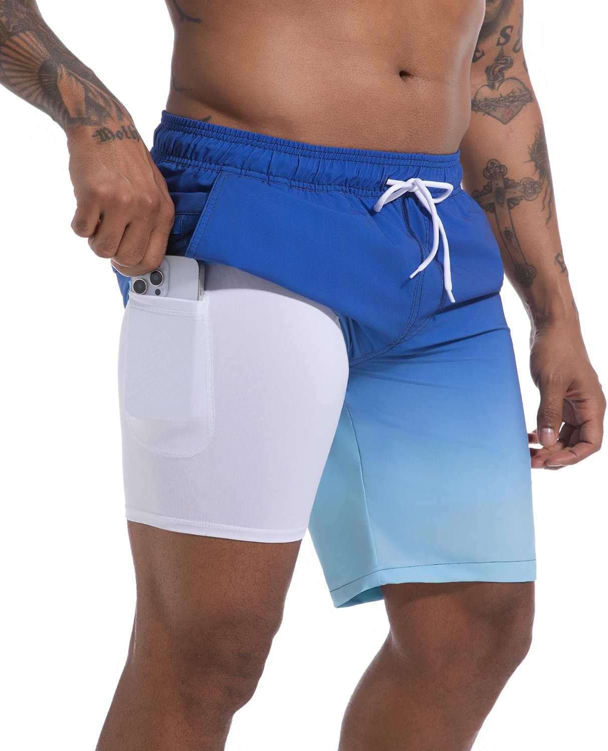 Difficort Mens Swim Trunks Quick Dry 9 inch Inseam Board Shorts
