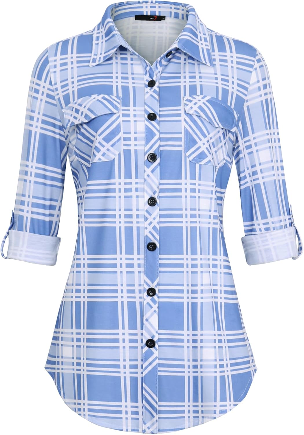 DJT Womens Soft Stretchy Knit Plaid Shirts for Every Occasion