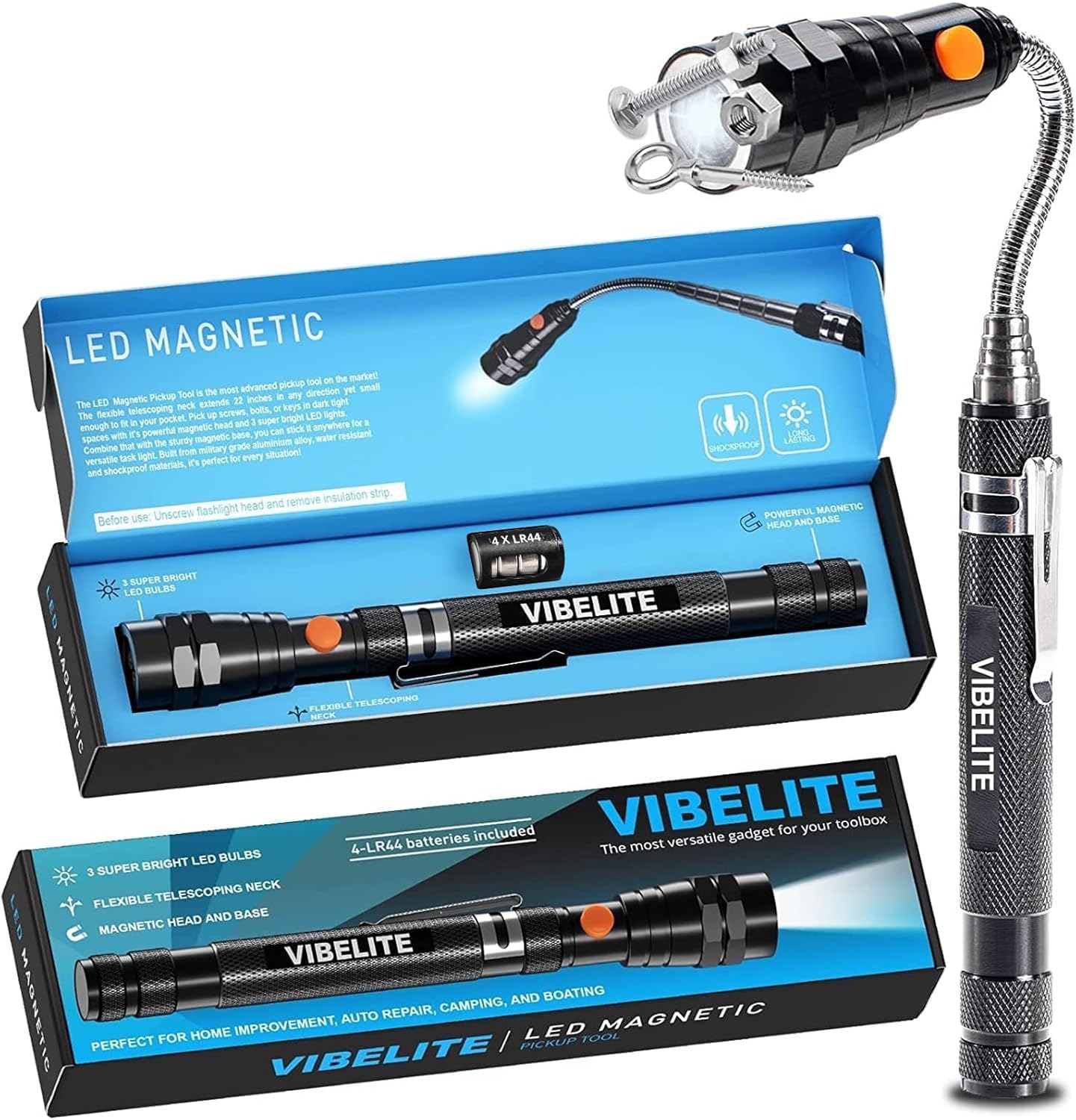 VIBELITE Telescoping Magnetic Flashlight - Grab & Illuminate!
