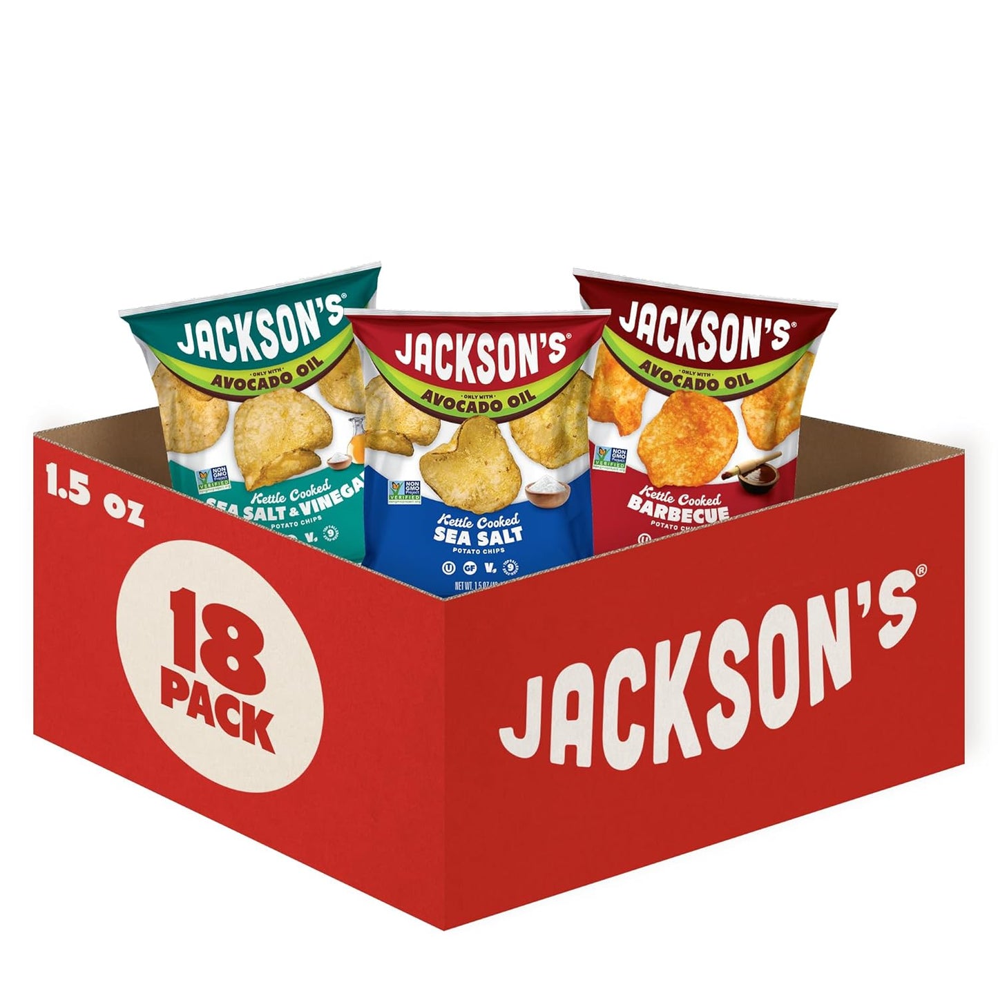 Jacksons Classic Kettle Potato Chips Variety Pack for All Diets