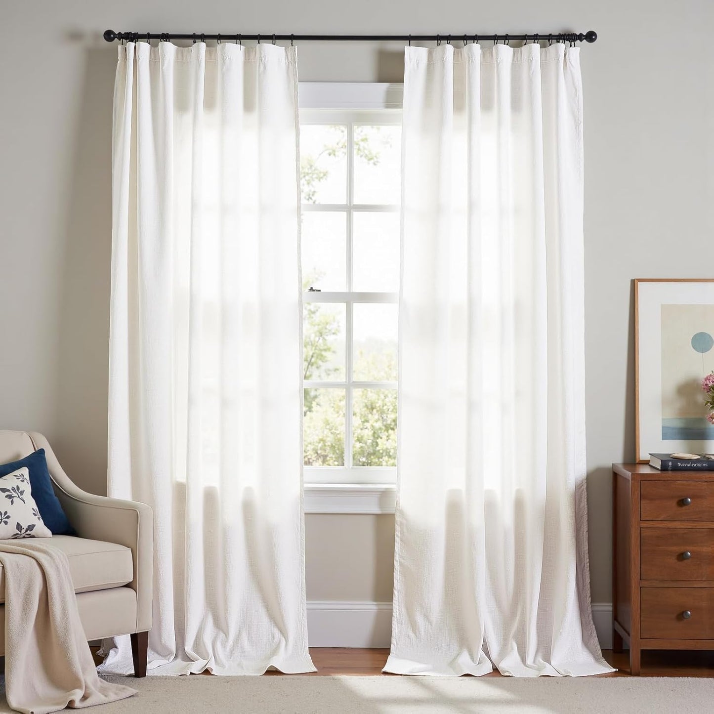 Linen Blend Curtains 96 Inch Length for Elegant Home Decor