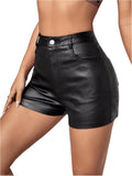 MakeMeChic Women's Faux Leather High Waist Stretchy Shorts - Skinny