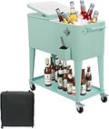 80 Quart Rolling Cooler Cart with Wheels - Portable Beverage Ice Chest