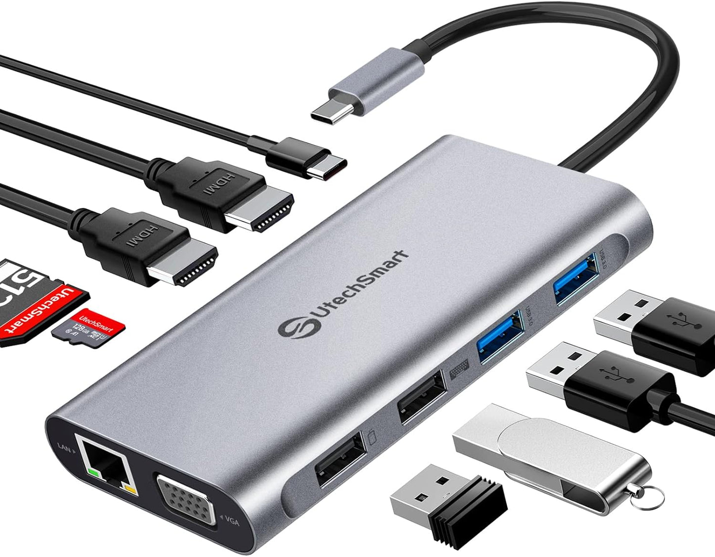 UtechSmart 11-in-1 USB C Dock: Triple Display Powerhouse