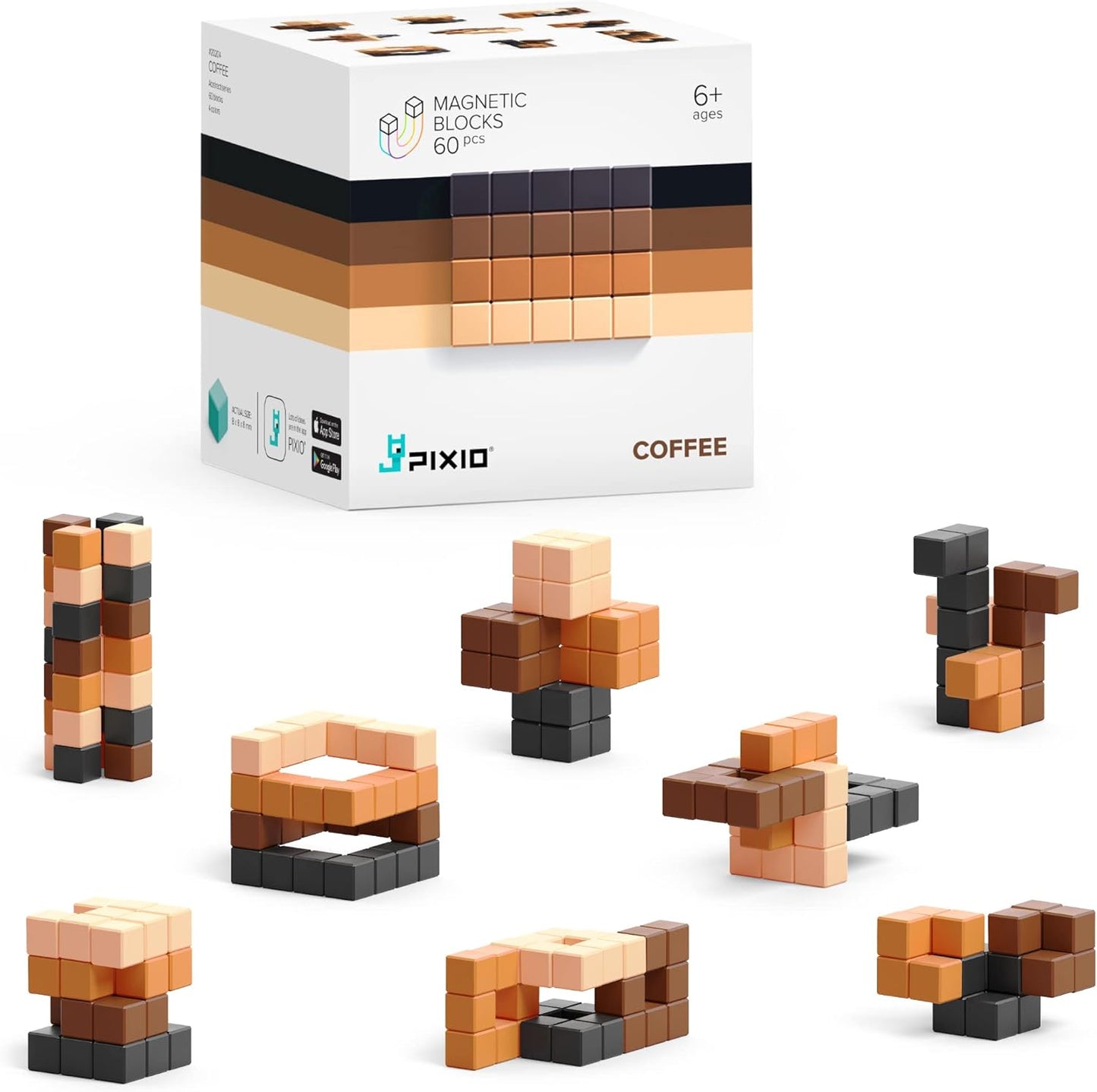 PIXIO Coffee Magnetic Blocks Building Toy for Creative Play