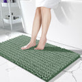 Long Chenille Bathroom Rug 44x24 in Green - Ultra Soft Absorbent