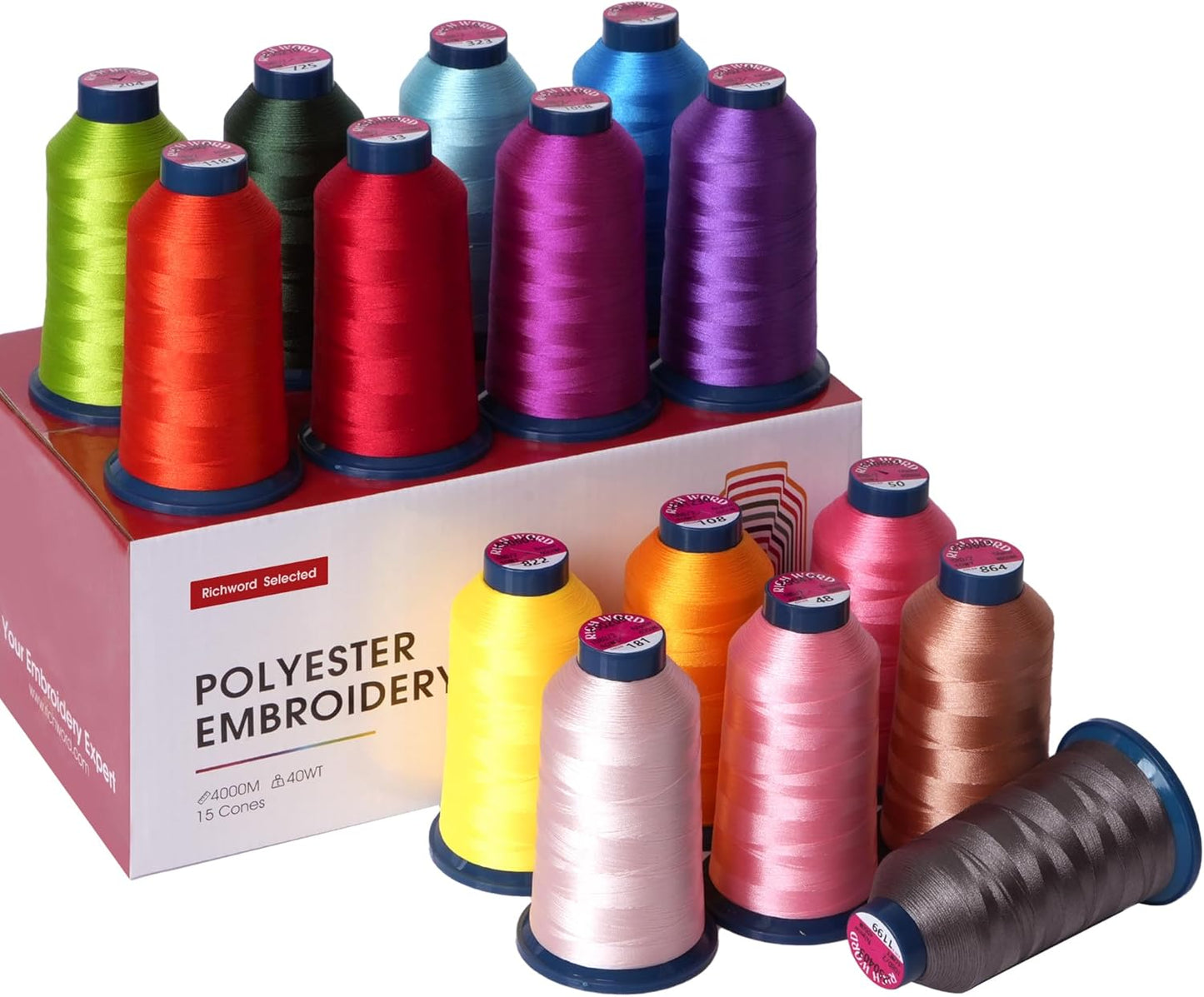 Richword Selected Embroidery Machine Thread Kit 15 Colors