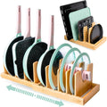 Pots and Pans Organizer under Cabinet - Expandable Bamboo Rack