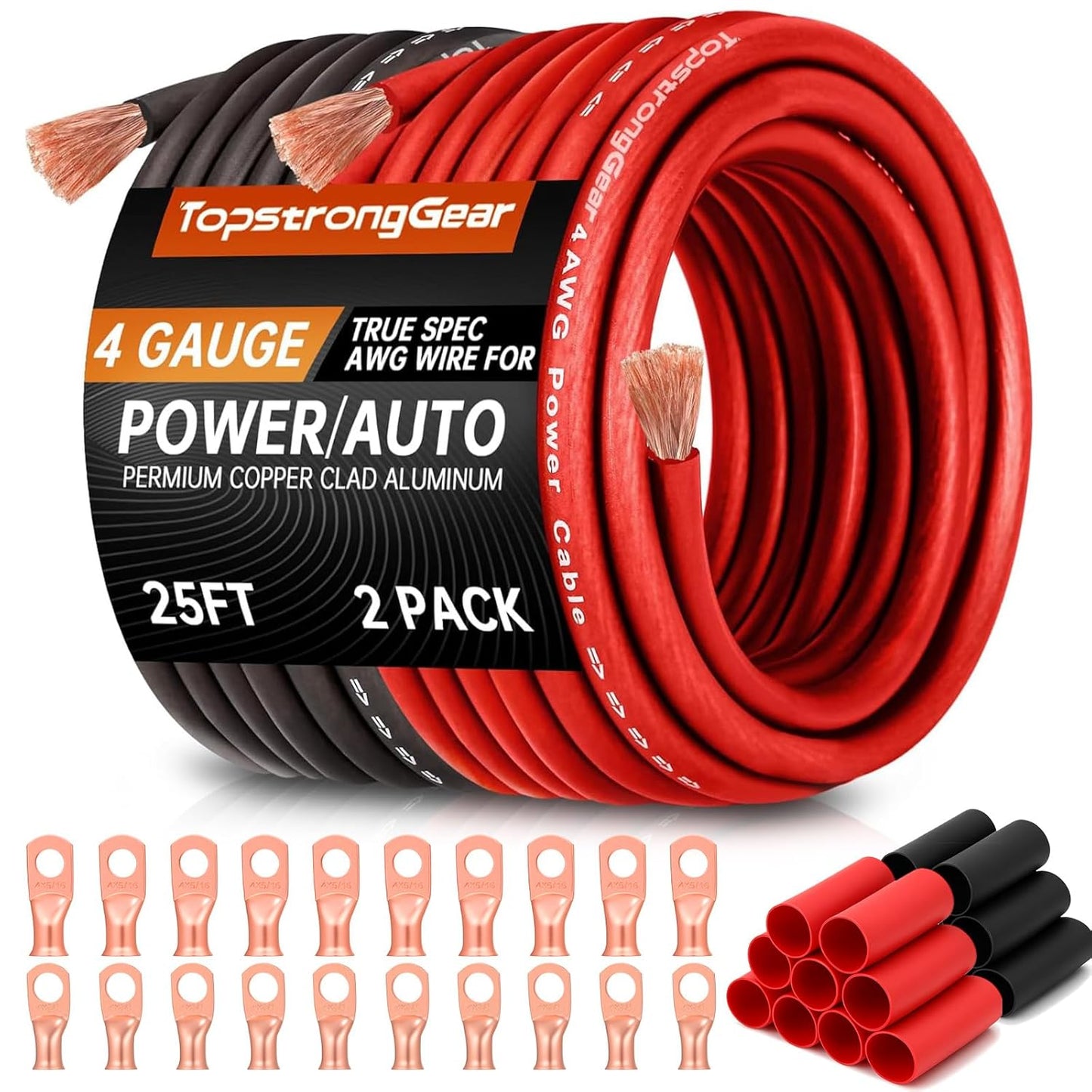 TOPSTRONGGEAR 4 Gauge Wire Kit for Automotive Power Ground
