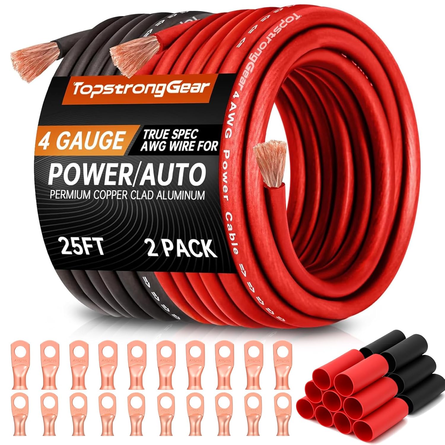 TOPSTRONGGEAR 4 Gauge Wire Kit for Automotive Power Ground