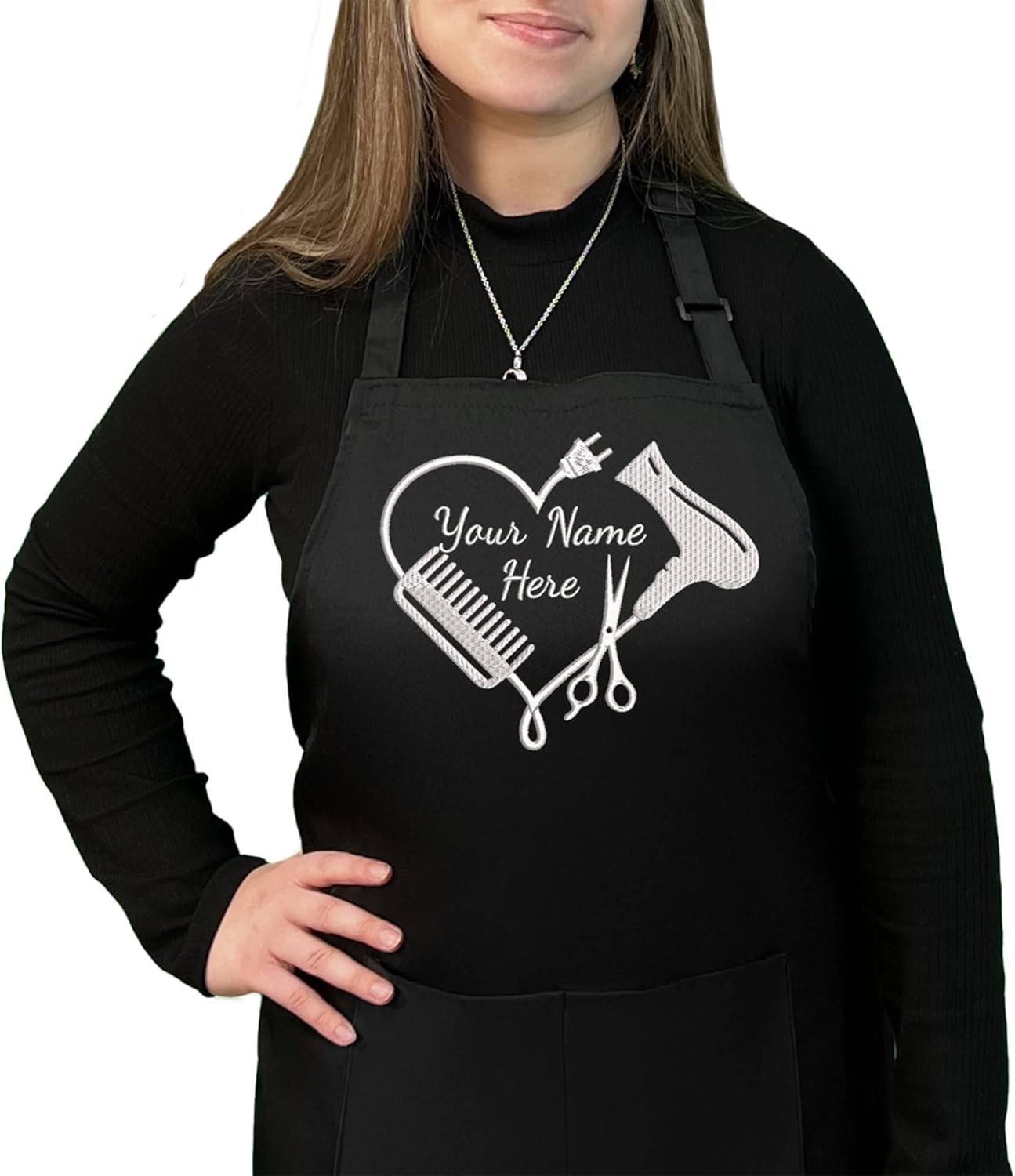 Personalized Custom Embroidered Black Hair Stylist Apron for All