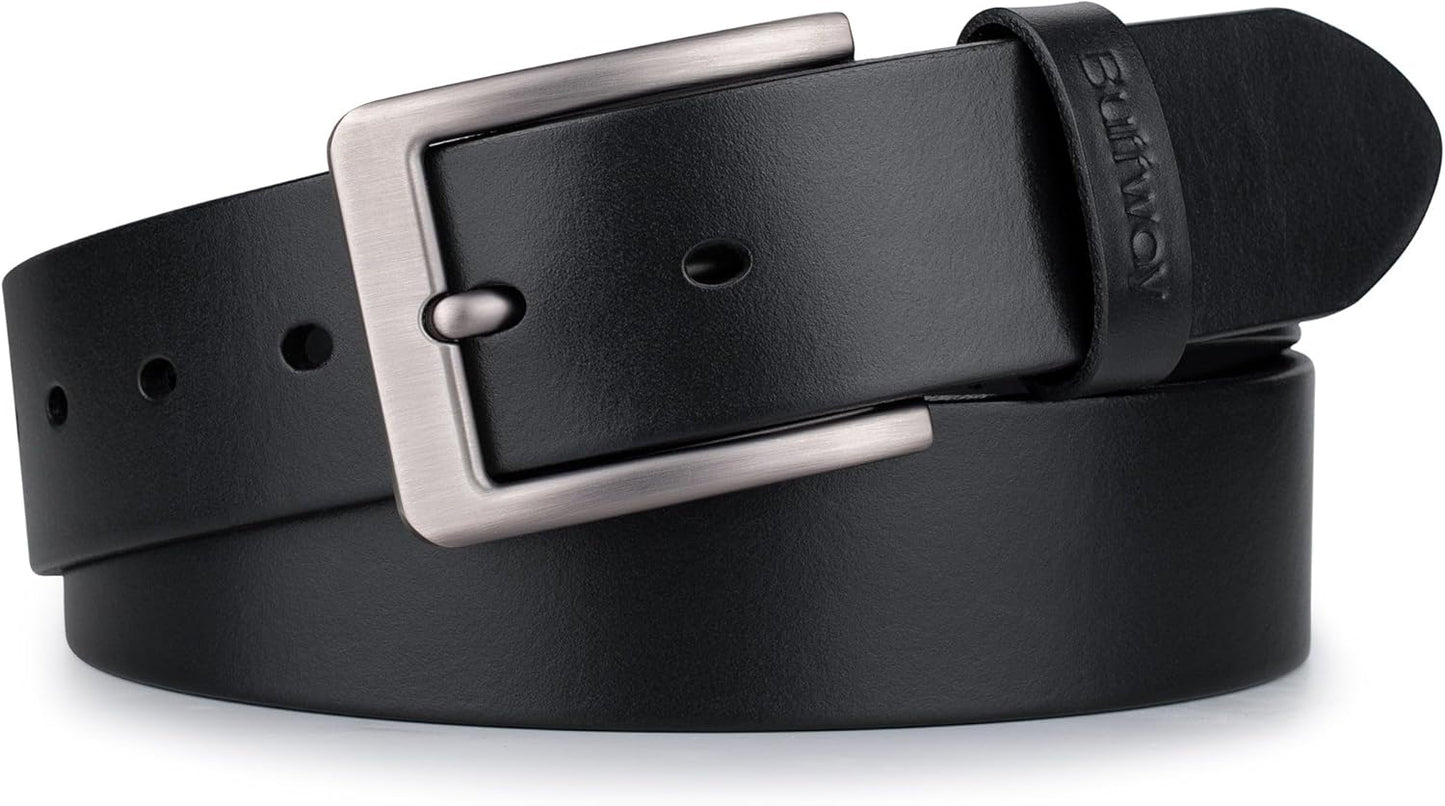 Buffway Mens Full Grain Leather Belt for Jeans & Business Casual