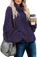 Dokotoo Womens Turtleneck Cable Knit Oversized Pullover - Cozy Winter