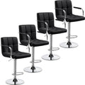 PU Leather Counter Height Bar Stools Set of 4 - Adjustable Swivel