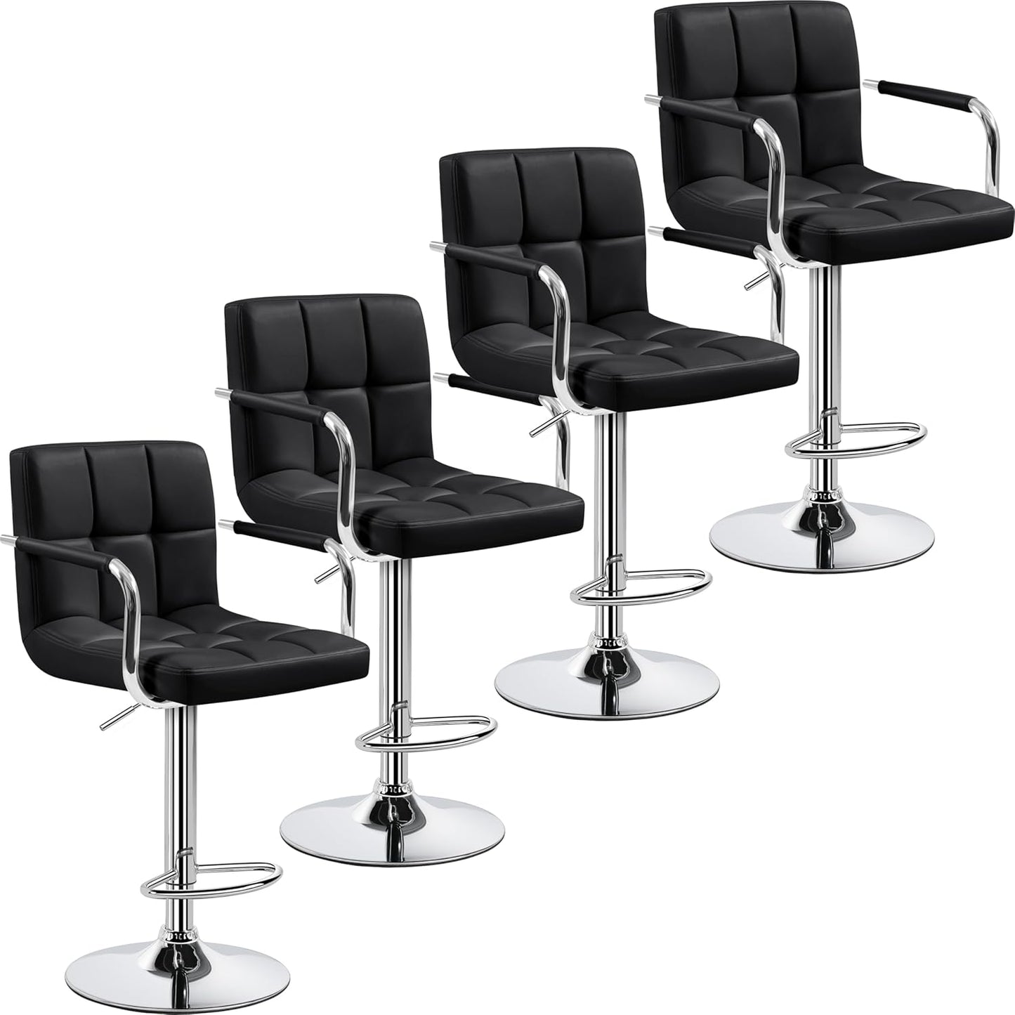 Yaheetech Adjustable Bar Stools Set of 4 with Armrests