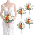 Bridesmaid Bouquets for Wedding - Set of 4 Burnt Orange 7 in