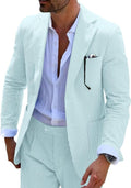 Seersucker Slim Suits for Men Formal Casual Summer Beach Wedding