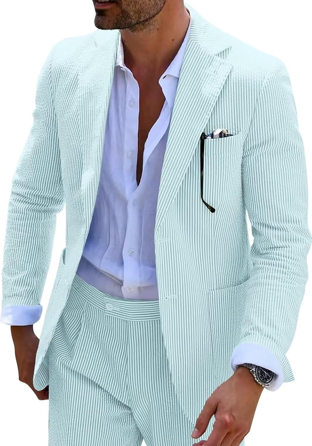 Seersucker Slim Suits for Men - Stylish Summer Wedding Attire
