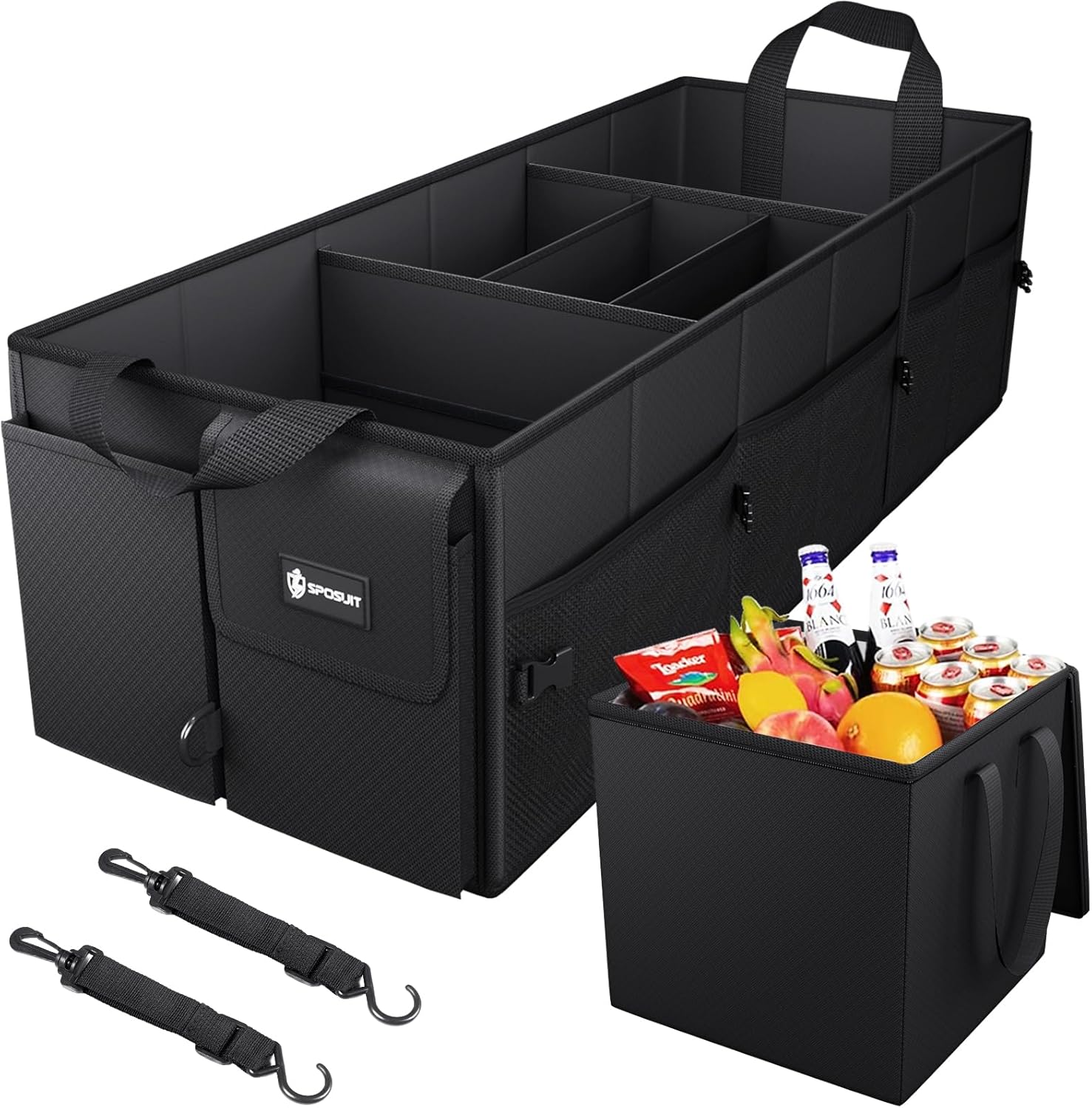Sposuit Trunk Organizer with Insulated Cooler Bag for SUVs