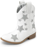 Girls Cowgirl Boots Mid Calf Metallic Pink Glitter Star - Toddler