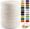 Macrame Cotton Cord 4mm x 547yds - Natural Beige White 4-Strand Rope