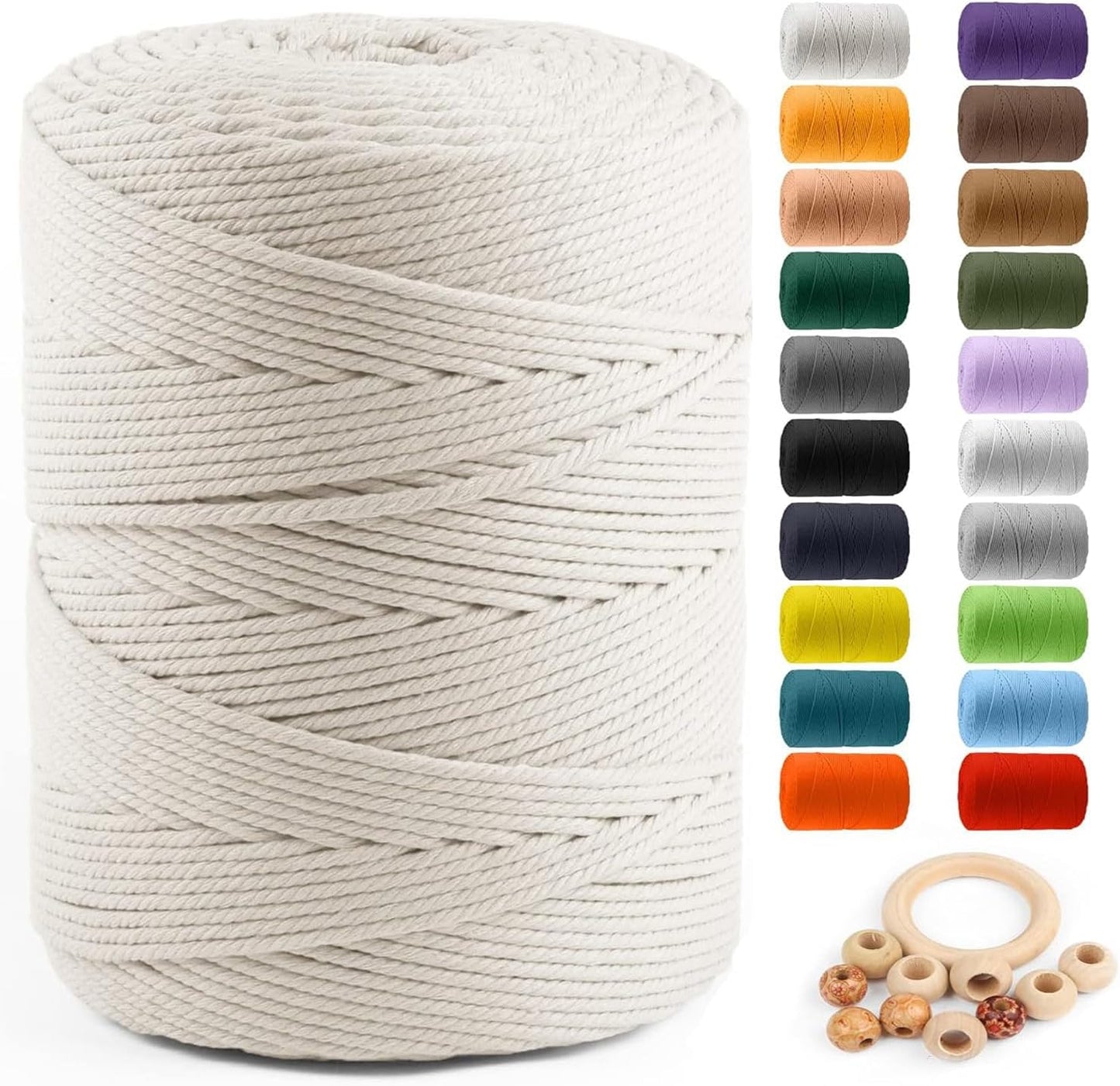 Macrame Cotton Cord 4mm x 547yds for Crafting and DIY Projects
