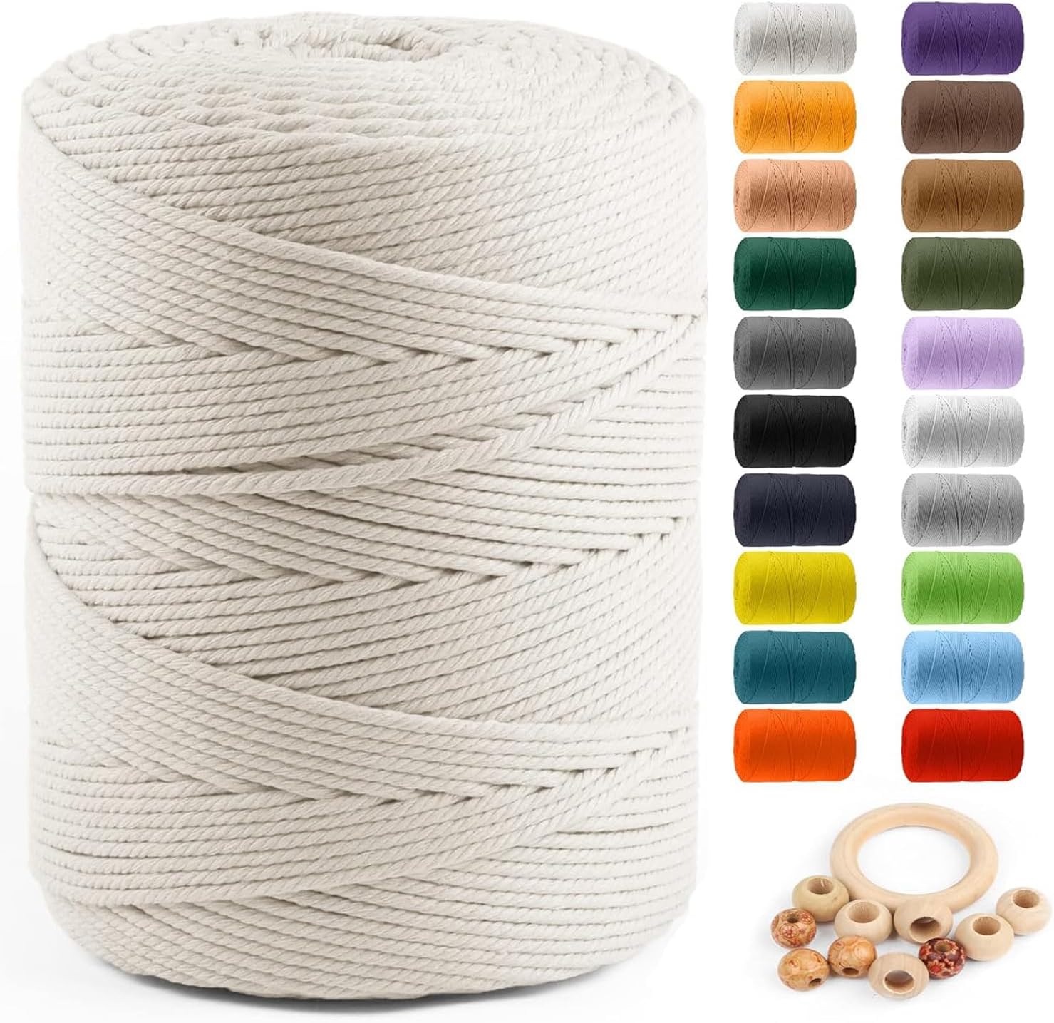 Macrame Cotton Cord 4mm x 547yds for Crafting and DIY Projects