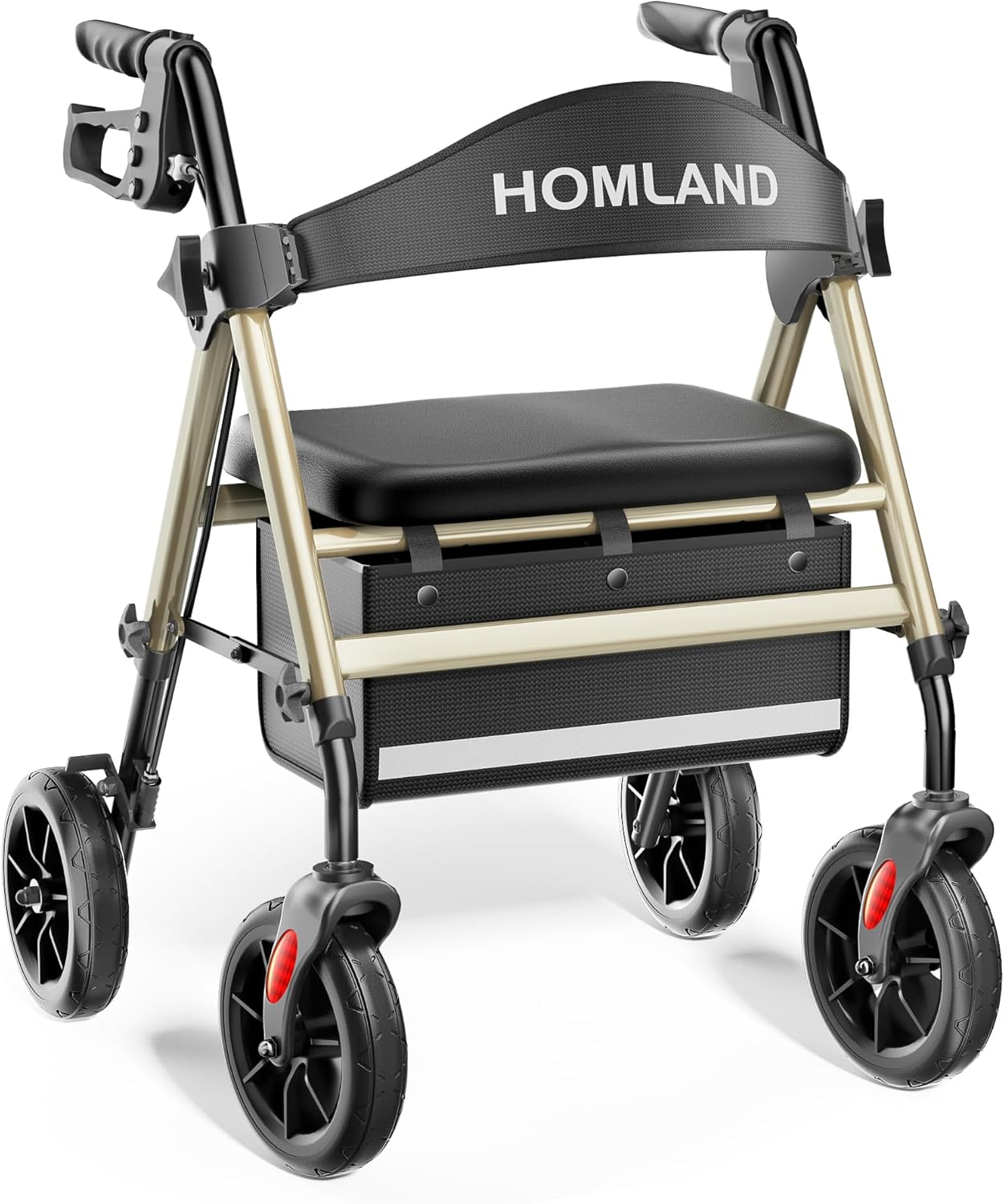 Rollator Walkers for Seniors with Seat and 8in All Terrain Wheels