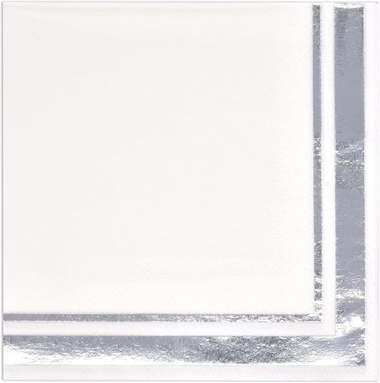 Chic Silver Cocktail Napkins - Elegant & Disposable