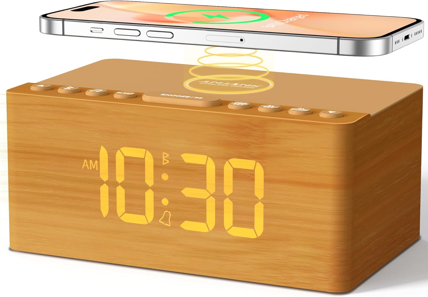 Wooden White Noise Sound Machine with Alarm Clock and Bluetooth
