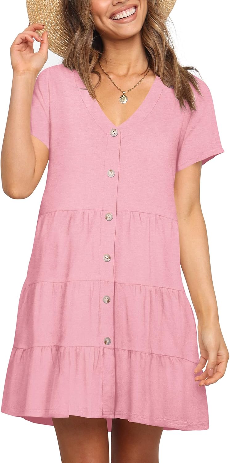 Nova In Sky Women's Summer Dresses 2025 Short Sleeve V-Neck
