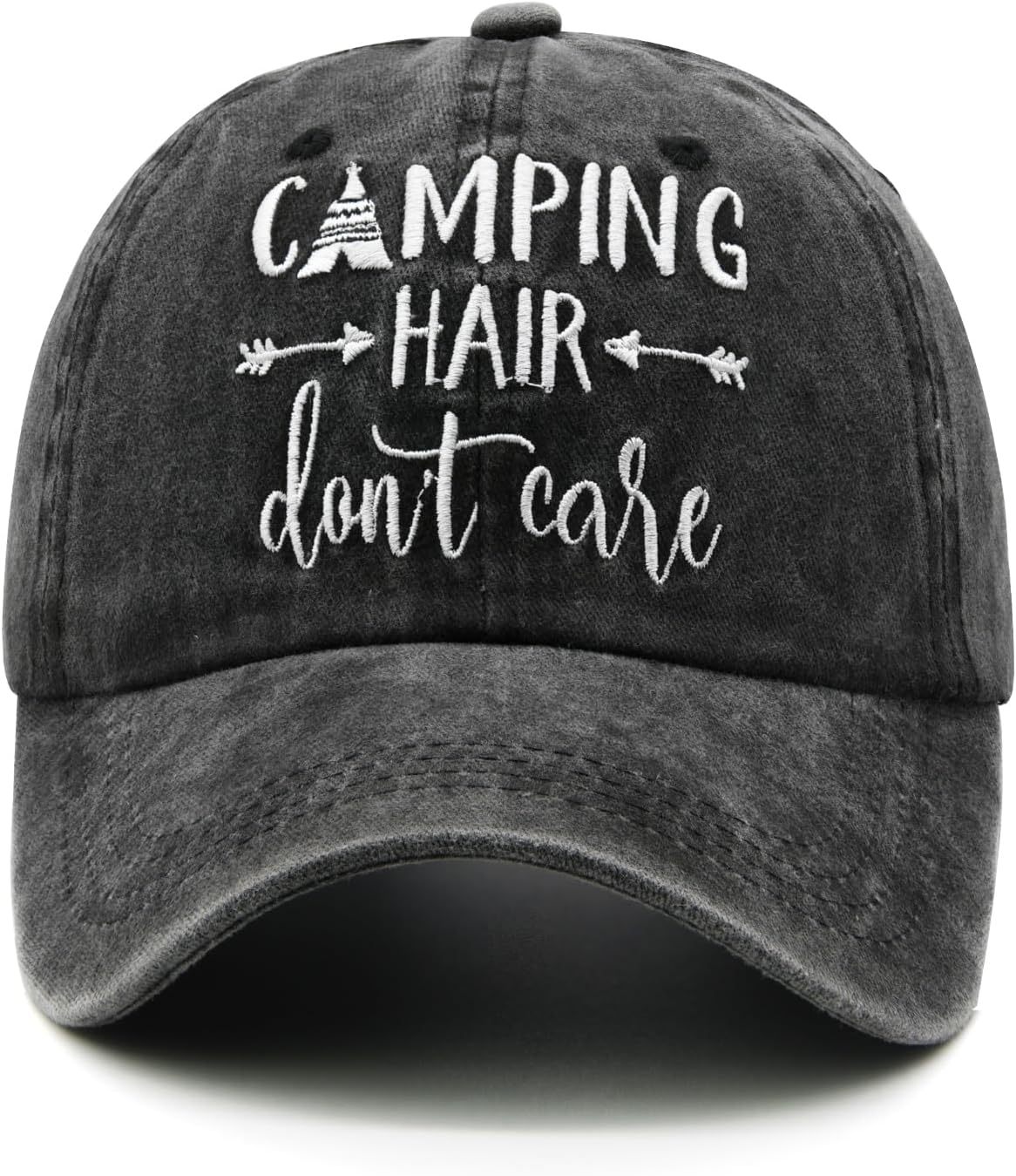 Stylish Embroidered Camping Hat - Hair Don't Care!