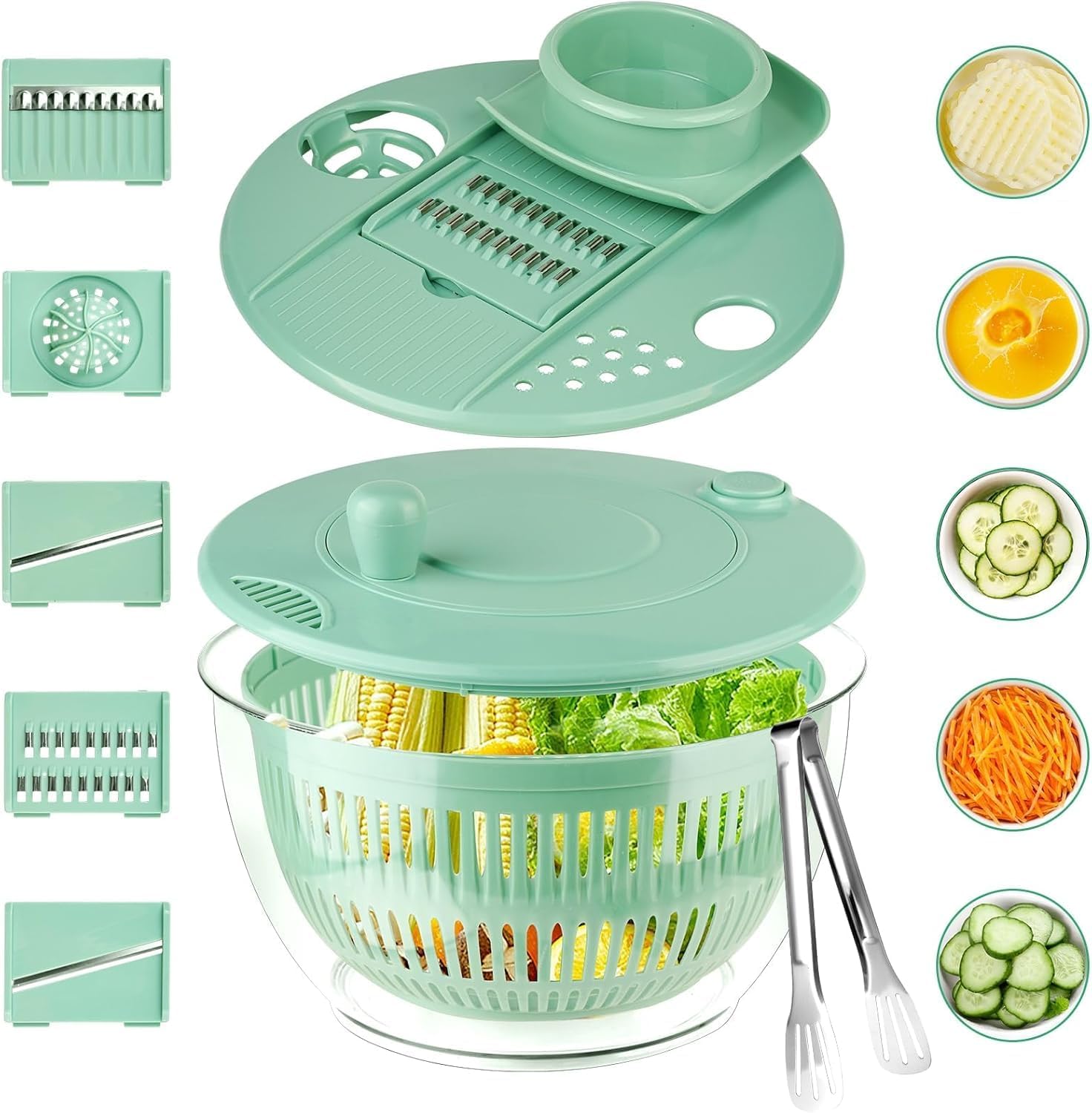 YUANYE Salad Spinner Large: 3 IN 1 Vegetable Washing Bowl