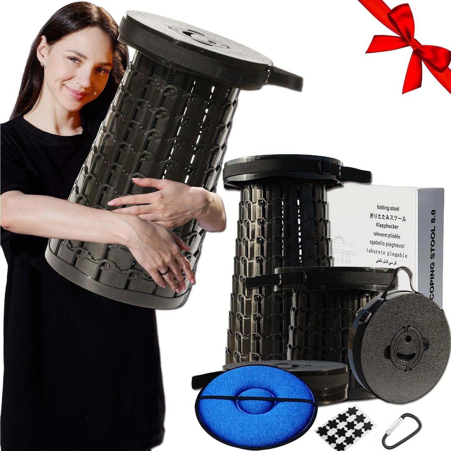 Upgraded 19.7in Collapsible Stool for Outdoor Activities