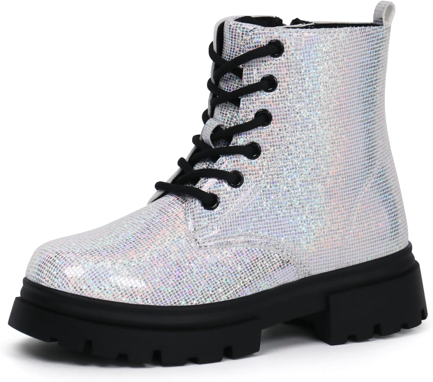 starmerx Girls Ankle Boots Lace Up Combat Boot Side Zipper