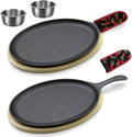 Cast Iron Fajita Plate Set of 2 - Ready for Sizzling Tableside